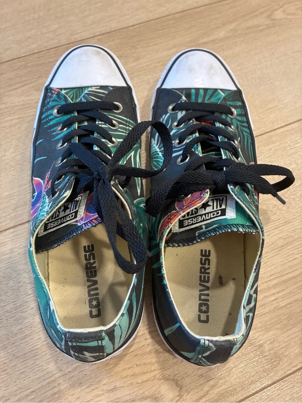 Converse Black Low Top Jungle Safari Leaf Print Sneaker Size Men’s 7/Women’s 9 - Picture 7 of 9